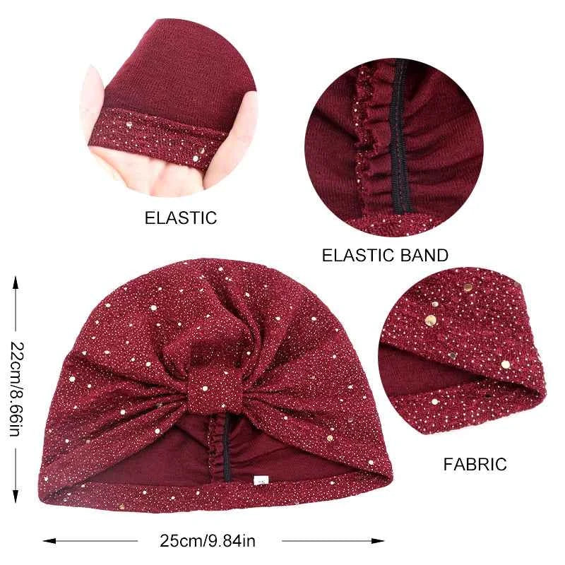 Women Knitted Twist Turban Hat Elegant Muslim Sequin Hijab Scarf Twist Headband Headwrap  Ladies Indian Hijab Turbante