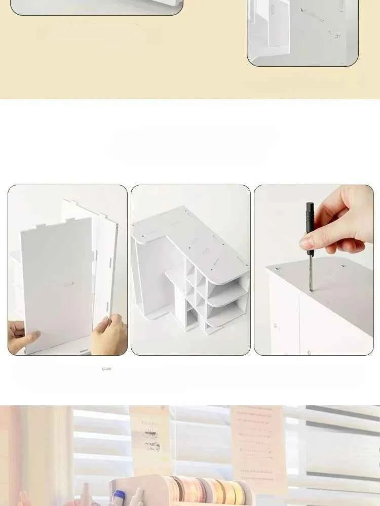 Mark Pen Pencil Holder Wooden Desk Organizers Shelves Accessories Desktop Stationery Organizer Bookshelf Home Office Storage Box