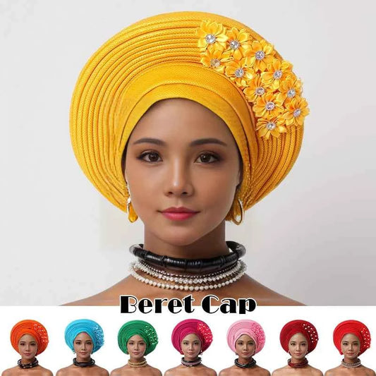 African Women Headscarf Hat Nigerian Gele Headtie Auto Gele Turban Headwarp Party Ladies' Muslim Hijab Headscarf Bonnet Hat