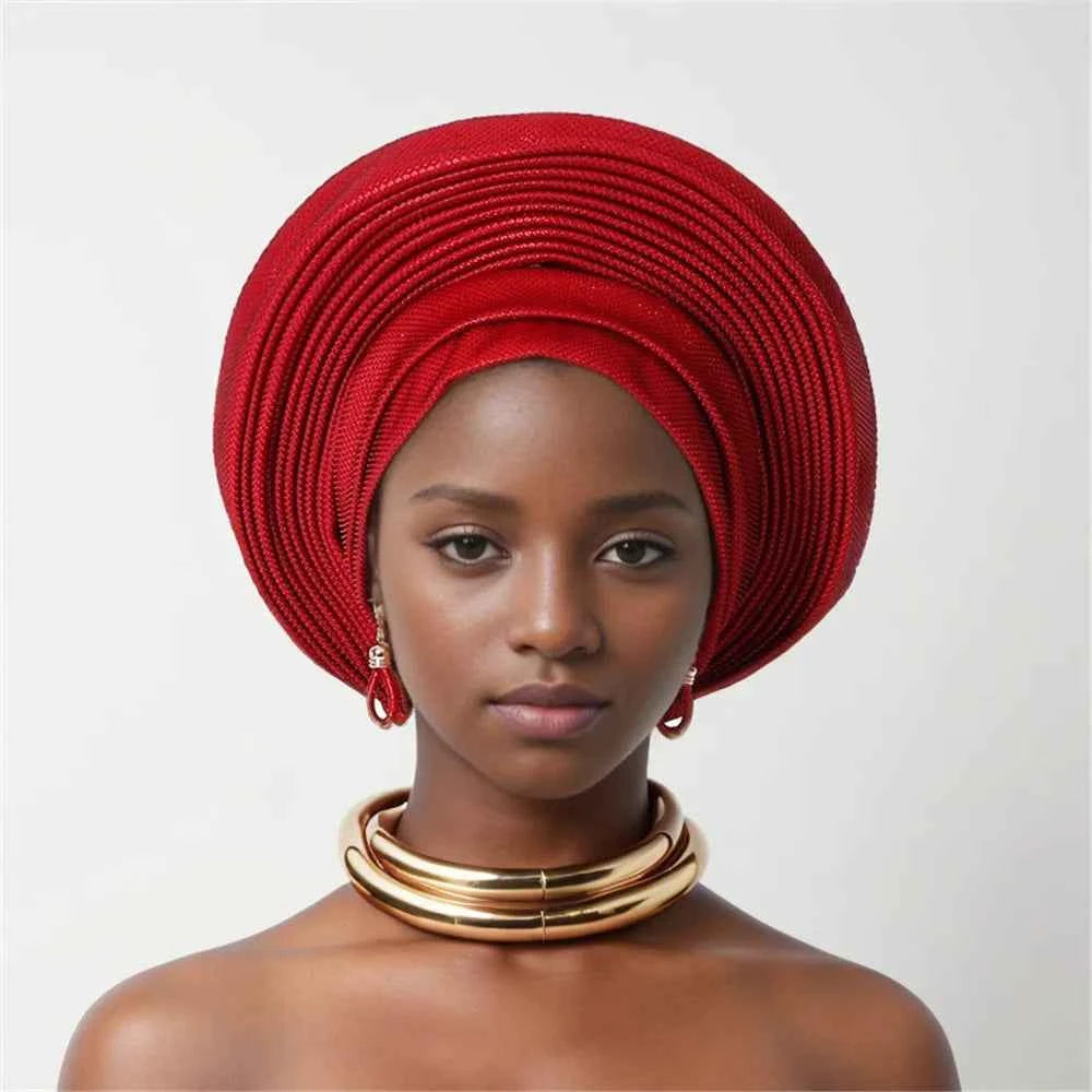 Nigeria Head Ties Wedding Party Headgear Elegant African Headtie Turban Already Made Women's Auto Gele Female Head Wraps