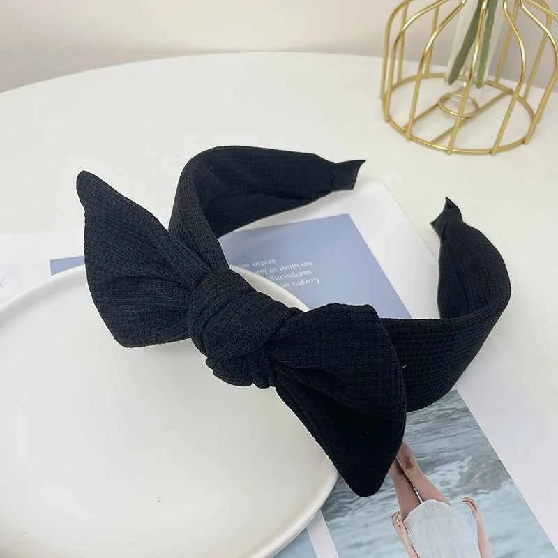 New Fashion Women Hairband Knitted Turban Big Bow knot Headwear Solid Color Headband Spring Hair Accessories