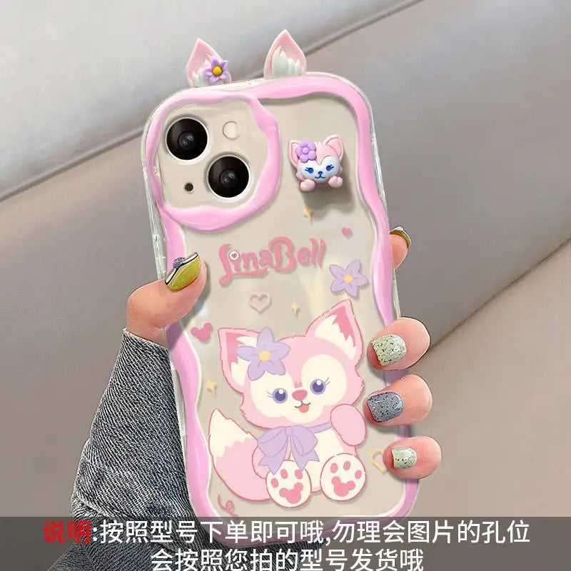 Adorable LinaBell StellaLou Chain Cover For Iphone 17 Pro Max 17 Air 16 15 14 13 12 11 Pro Max Plus 12 mini 3D Ear Disney Case