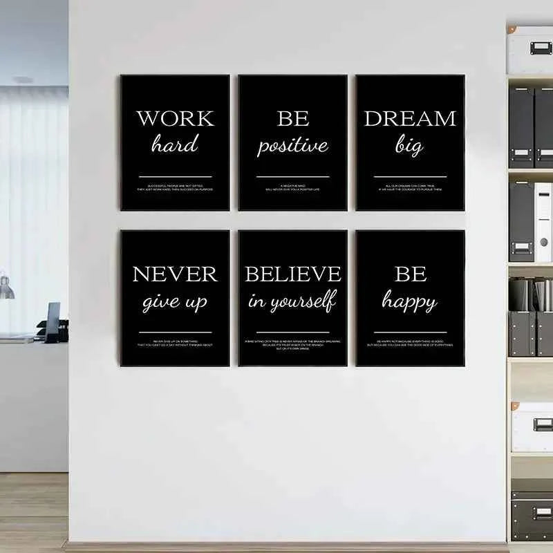 Modern Simple Inspirational Quotes Canvas Art Painting Prints Nordic Wall Decorative Posters for Living Room Office Home Decor