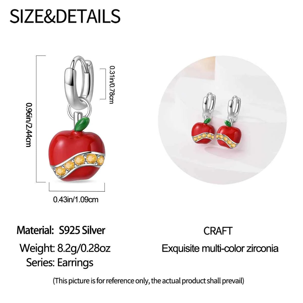 romantic 925 Sterling Silver Strawberry Rose Cherry Apple Wine Glass Red Earrings Colorful And Exquisite Niche Gifts