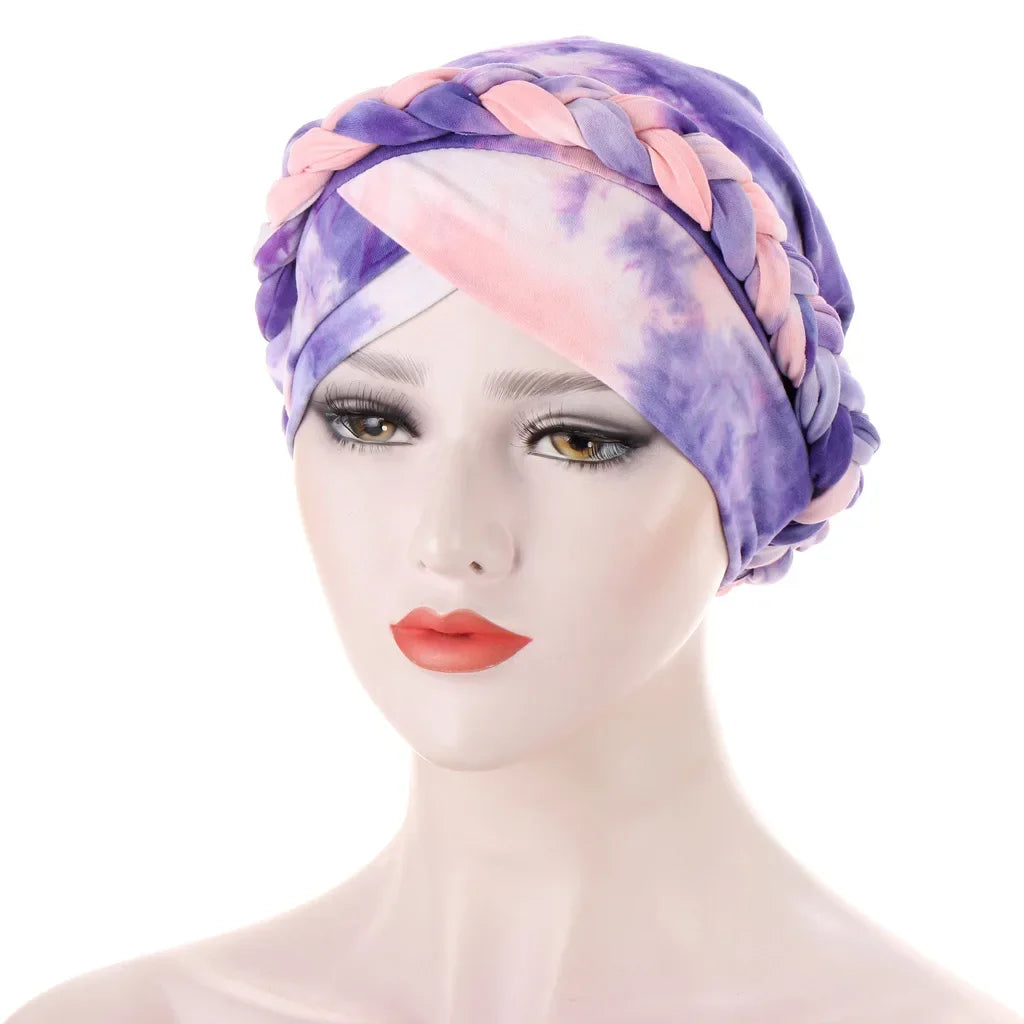 Women Lady Beads Muslim Braid Head Turban Wrap Cover Cancer Chemo Islamic Arab Cap Hat Hair Loss Bonnet Beanies Fashion - NamafadStore