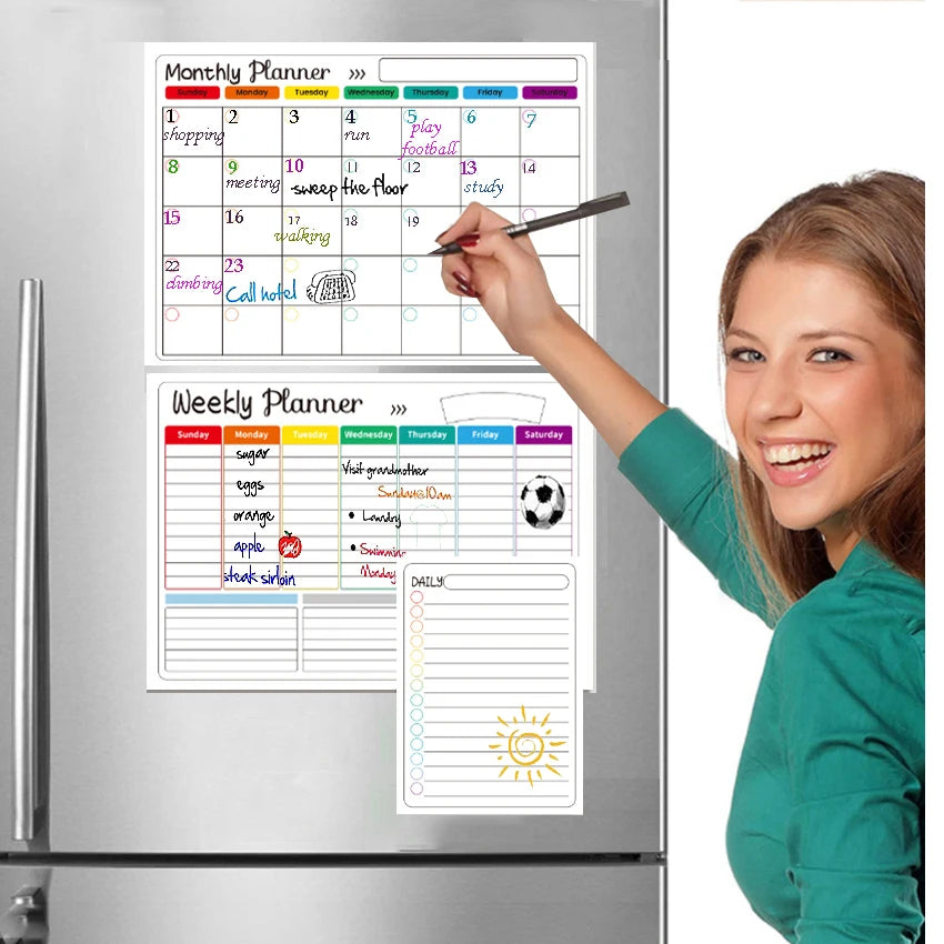 Magnetic Fridge Calendar – Monthly & Weekly Dry Erase Planner Whiteboard