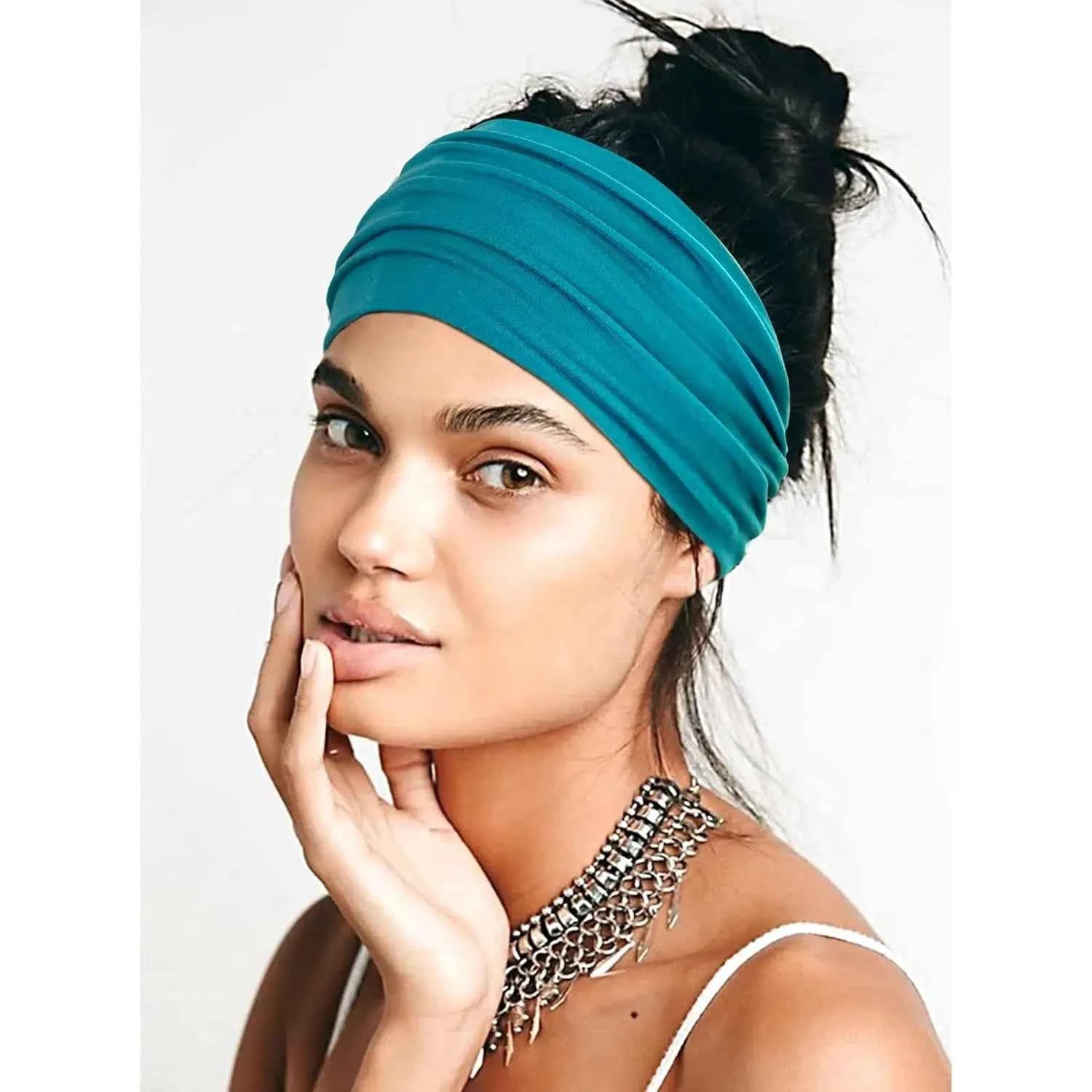 Women Headbands African Wide Hair Wrap Turban Twist Headband for Women Large Sport Workout Stretch Non-slip Big Hair Bands
