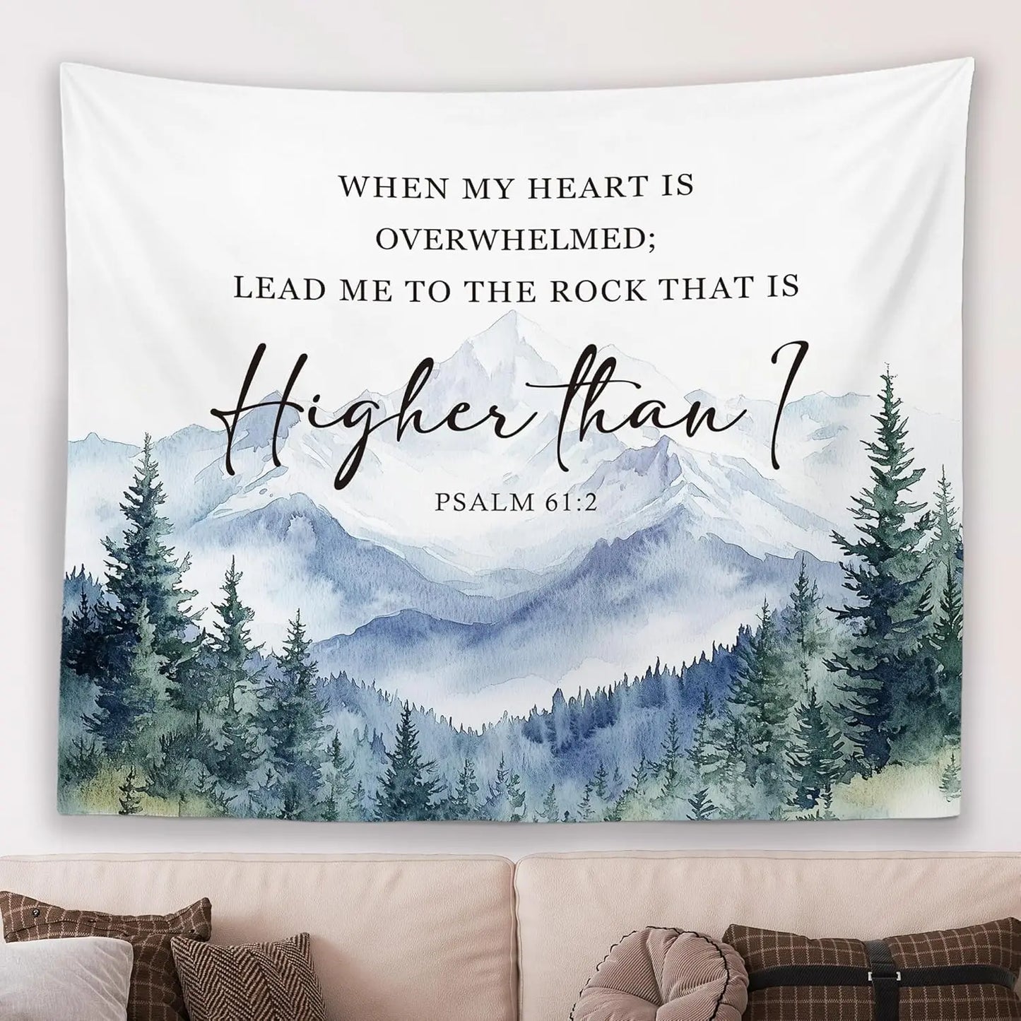 Christian Fall Mountian Wall Tapestry Hanging for Bedroom, Bible Verse I Can Do All Things Tapestries,Watercolor Autumn Orange