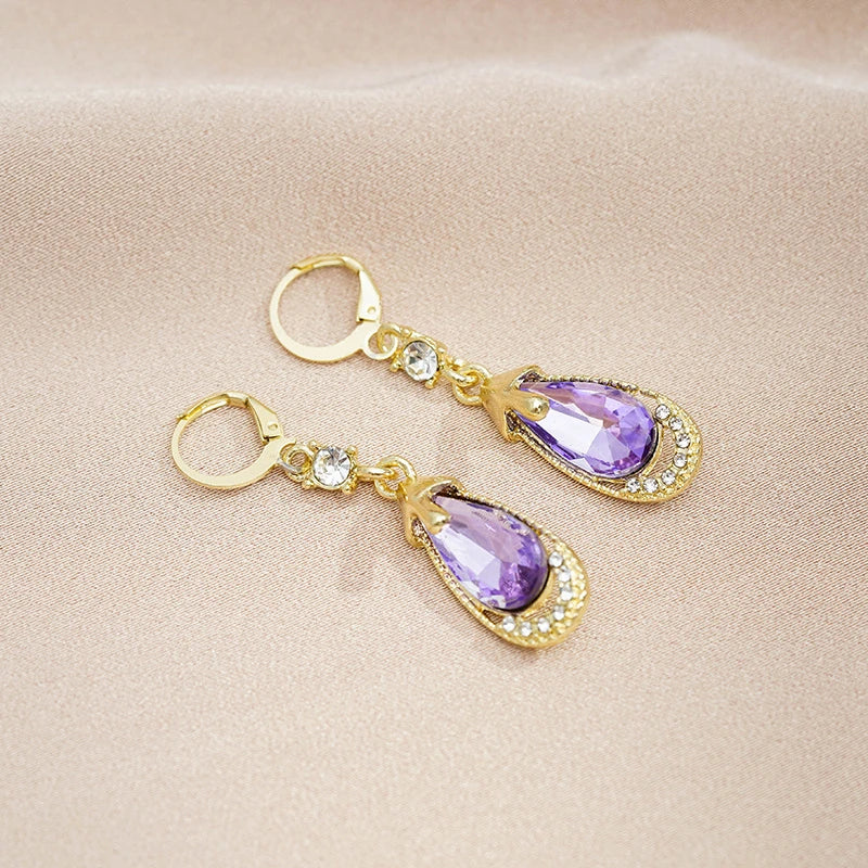 Purple Color Women Dangle Earrings Small Round Unusual Earrings Fashion Flower Butterfly Hanging earrings pendientes mujer