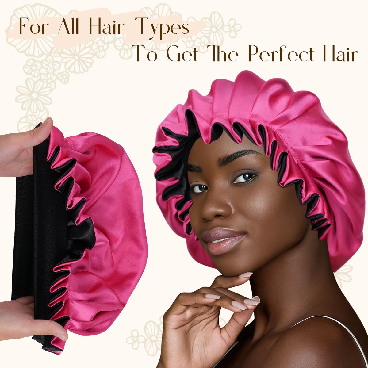 Lace Luxury Sleep Hat for Women – Soft Hair Cap for Curly Hair