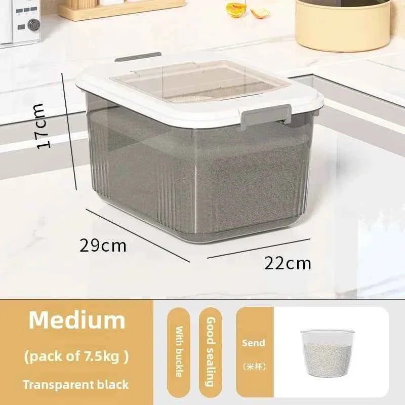 Kitchen Storage Box Rice Barrel Sealed Moisture Proof Bug Resistant Flour Tank Grain Storage Container Home Organization Bin