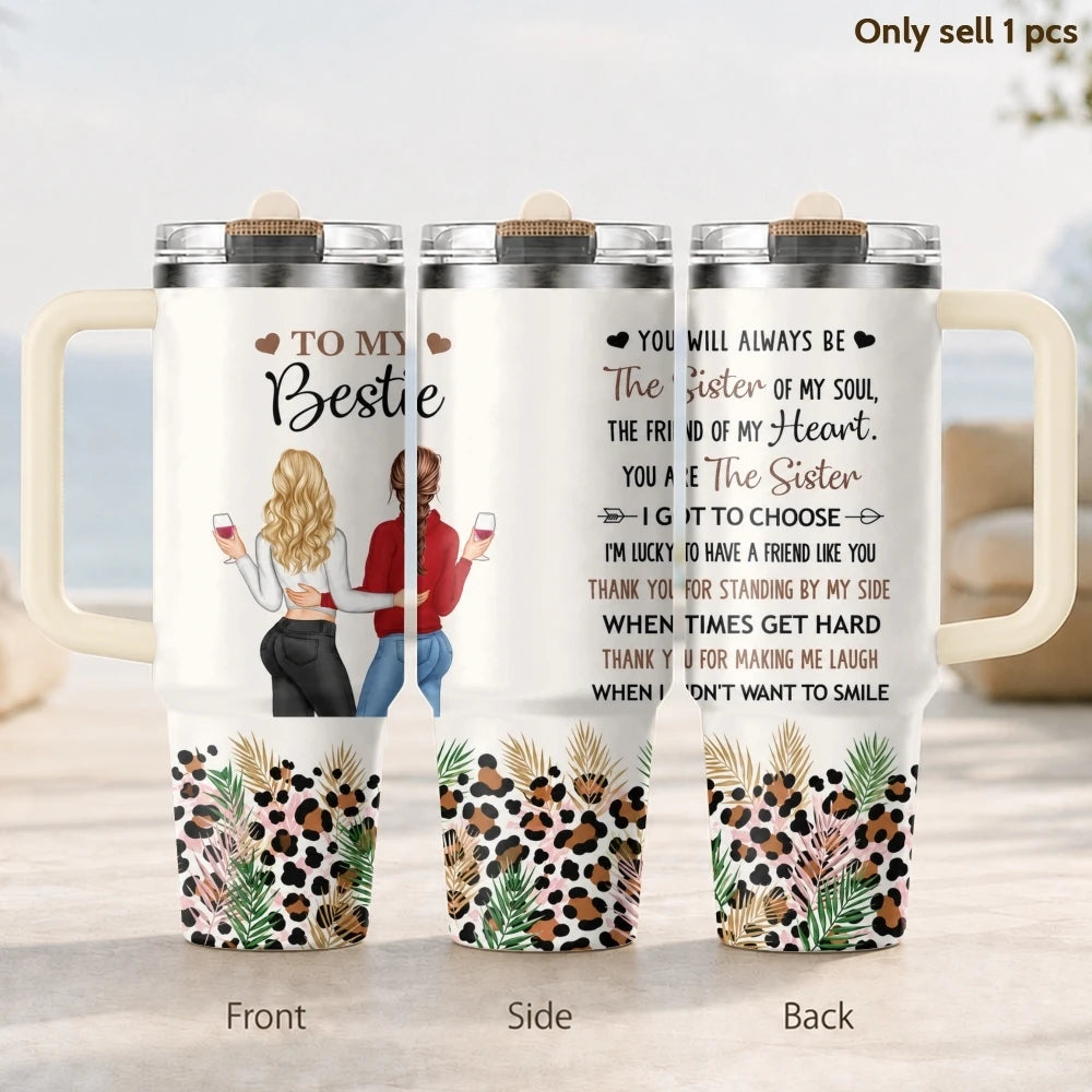 40oz Best Friend Tumbler – Insulated Stainless Steel Travel Mug with Straw