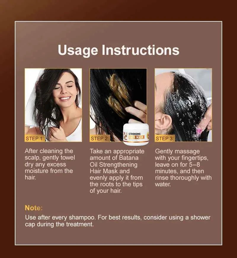 PURC Hair Mask Batana Oil Smoothing Straightening Repair Damaged Hair Anti-Frizz Nourish Shine Hair Treatment Hair Care Products