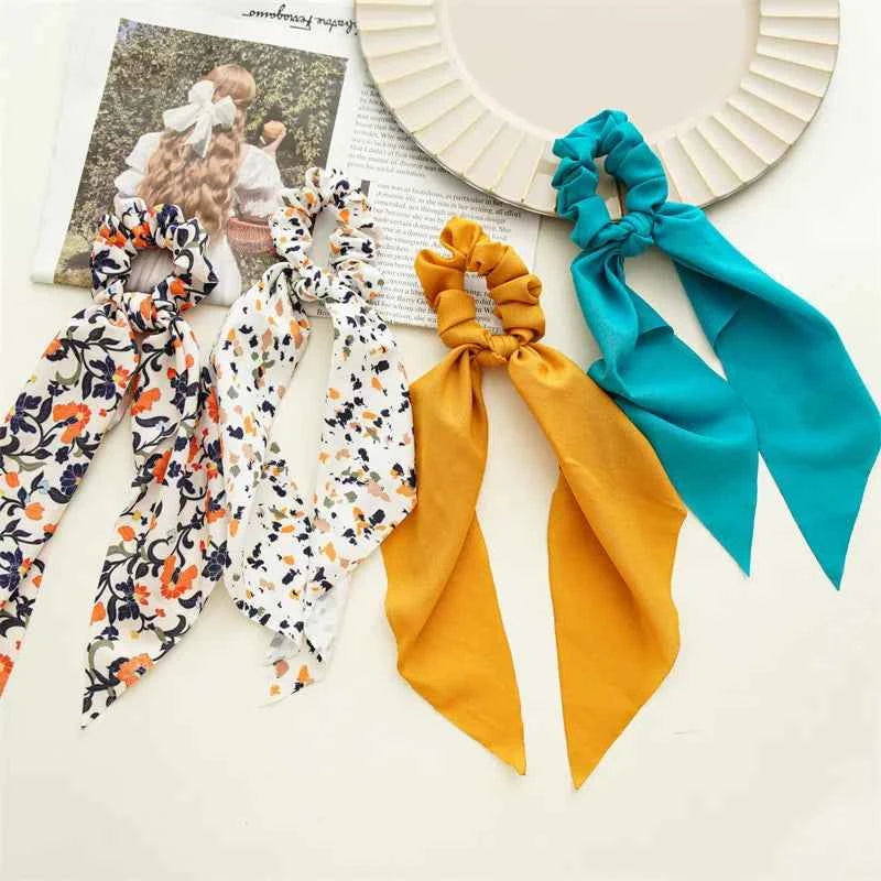 Fashion Dots Scrunchies Long Hair Rope Korean Hair Ties for Women Ponytail Scarf Sweet Elastic Hair Band Hair Accessories