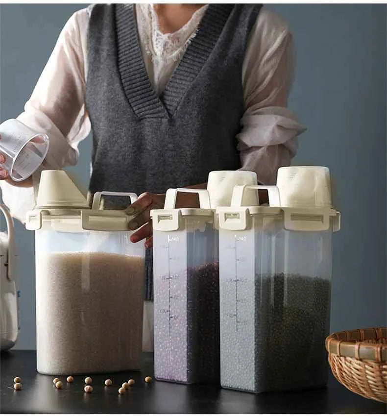 1.75/ 2.5/3L Food Grade Grain and Miscellaneous Grain Storage Box, Rice Bucket Storage Tank, Sealing Tank, Kitchen Utensil New