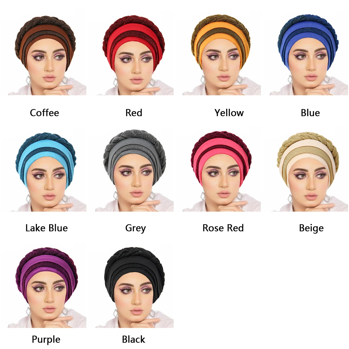 New Women Hair Loss Muslim Braid Head Turban Wrap Cover Cancer Chemo Cap Hat India Glitter Bonnet Beanies Skullies Fashion - NamafadStore