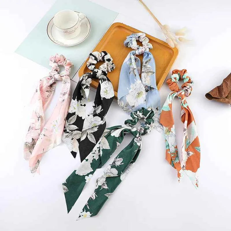 Fashion Dots Scrunchies Long Hair Rope Korean Hair Ties for Women Ponytail Scarf Sweet Elastic Hair Band Hair Accessories