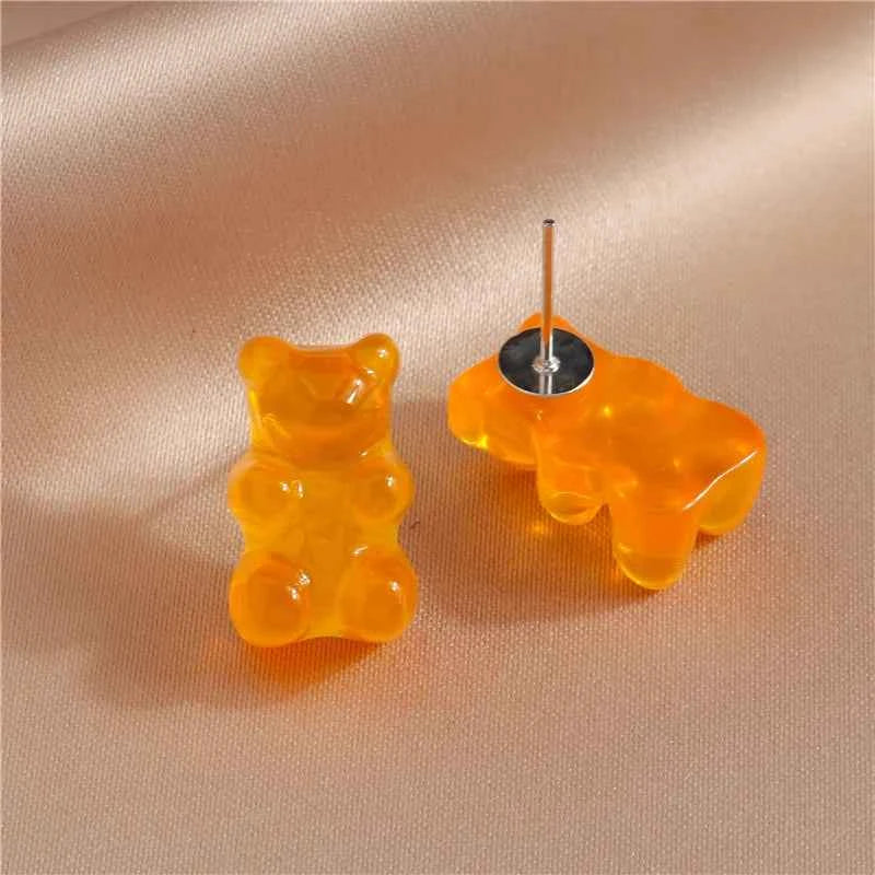Cute Gummy Bear Stud Earrings for Women Candy Colors Animal Dangle Earrings Brincos Femme Girls Party Holiday Jewelry Gifts