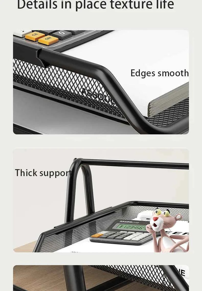 Mesh Letter Tray,Office Desk Paper Organizer with Sliding Trays for Desk Accessories, Office Supplies and File Storage, Black