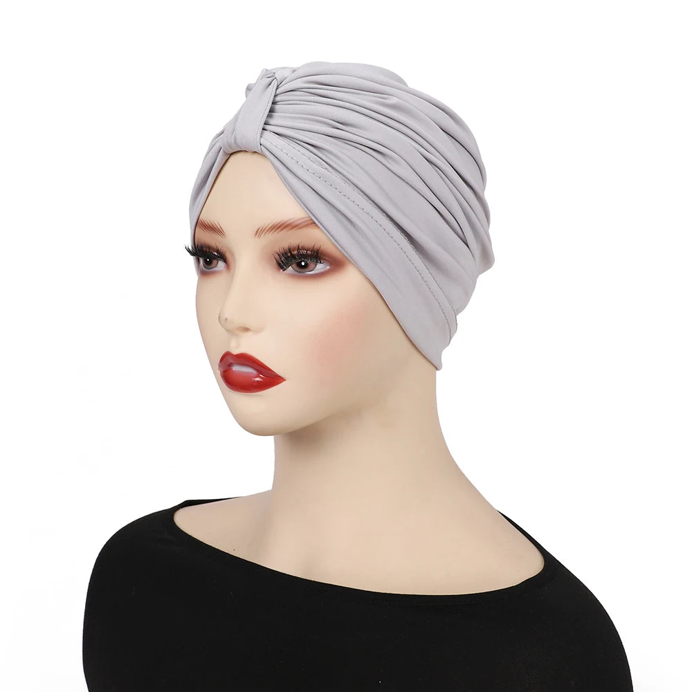 Muslim Instant Turban Pure Color Stretch Inner Hat Hijabs For Caps Ready To Wear Women Head Scarf Under Bonnet