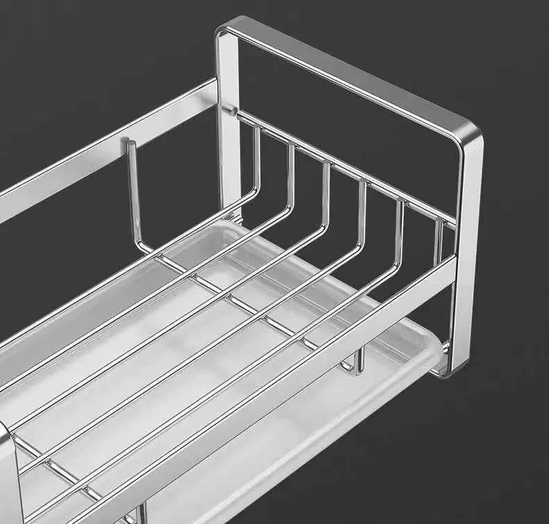 Stainless Steel Black Silver Sponge Holder Kitchen Sink Rag Rack Stand Cleaning Brush Organizer Storage Rack Kitchen Accessories