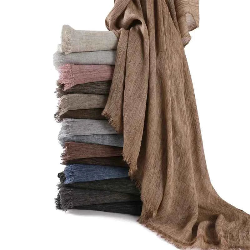 Plain Turbans Tie Dyed Rayon Hijab Scarf Thin Ramadan Ombre Wrap Elastic Shawls High Quality Foulards Muslim Head Snood 180*70Cm