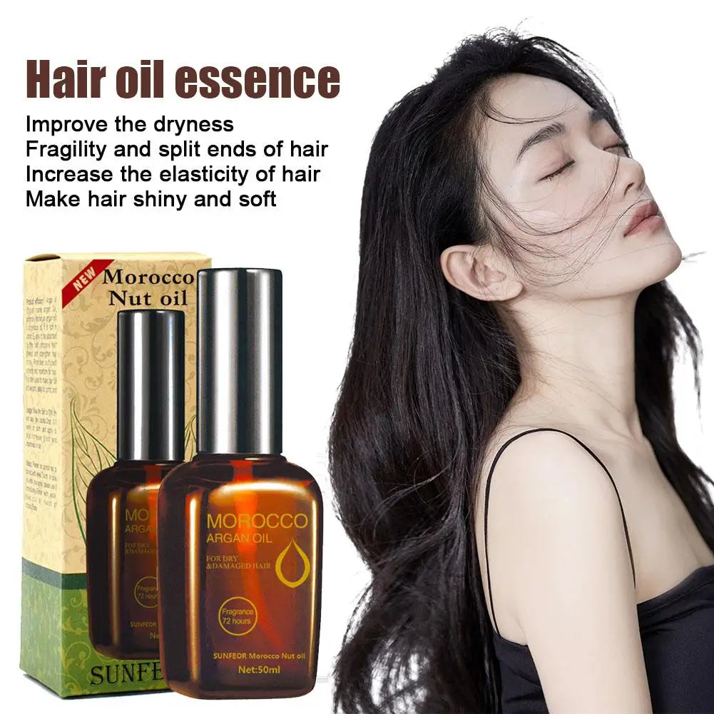 Moroccan Argan Oil Leave-In Treatment 50ml Anti-Frizz Hydrating Smoothing Hair Mask for Damaged Salon Care, Repair Dryness Split - NamafadStore