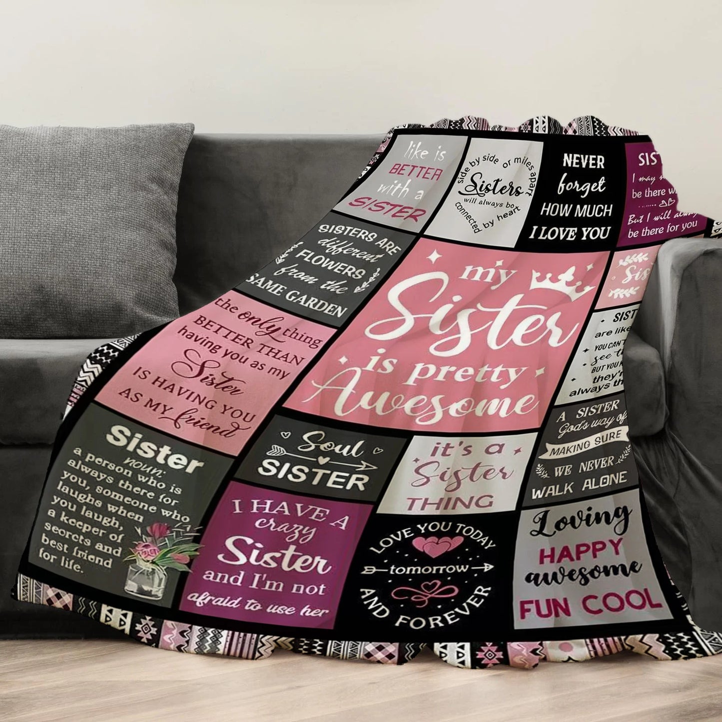 Creative Flannel Throw Blanket for Sisters – Soft Cozy Sofa & Home Gift