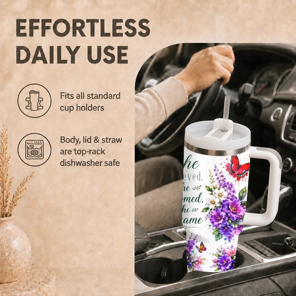 40oz Butterfly Tumbler for Women – Stainless Steel Insulated Travel Mug