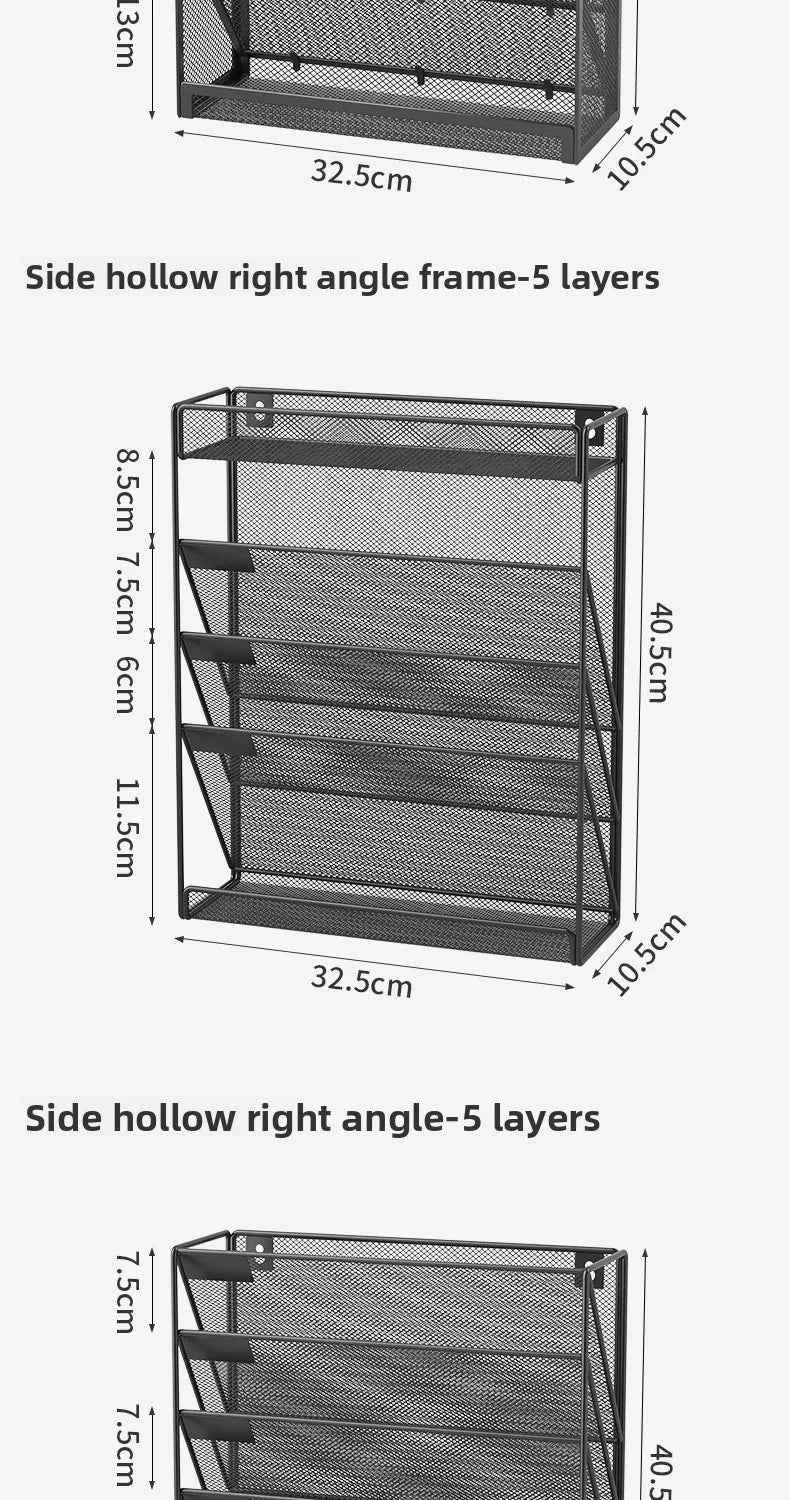5 Pocket Mesh Hanging Wall File Organizer, Wall Mounted Mail Paper Document Folder Holder,Magazine Rack for Office Home School.