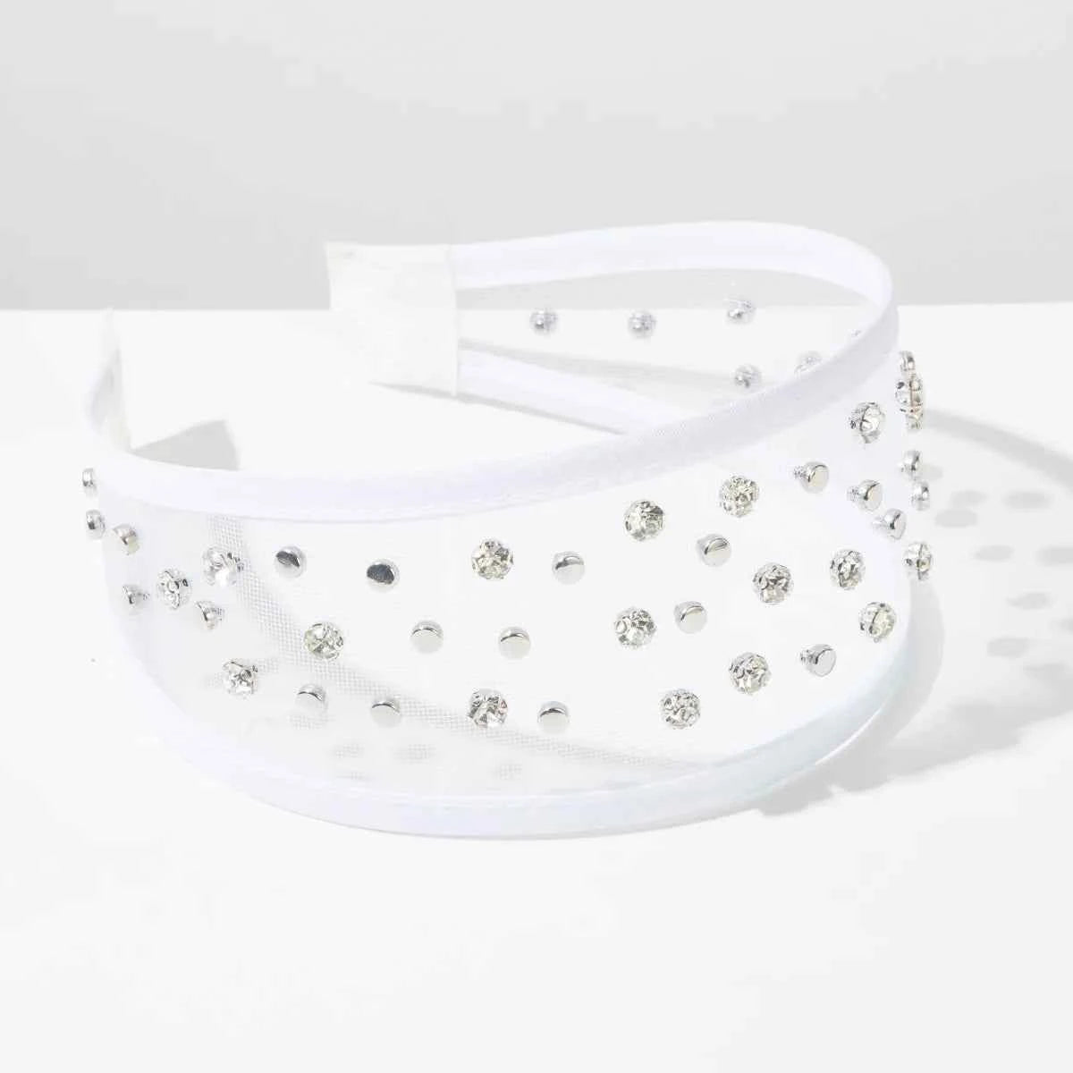 Pearl Headband Korean Fashion Simple Trendy Rivet Mesh Wide Headband for Women High-end Daily Versatile Hair Accessory