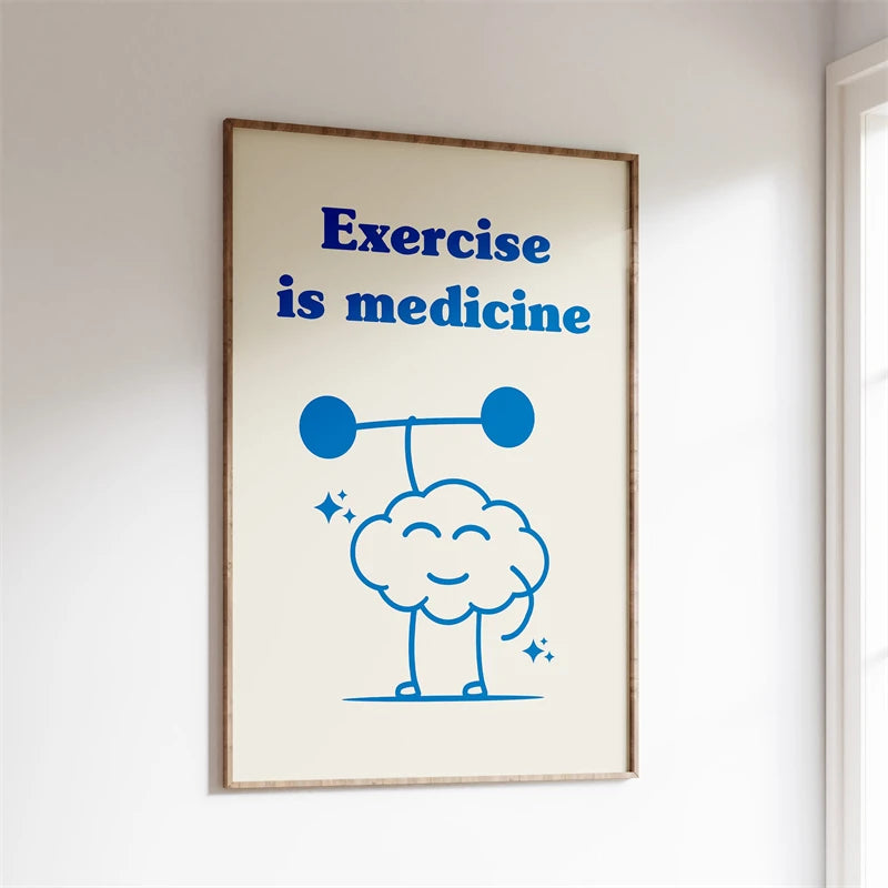 Exercise Is Medicine Poster Trendy Quote Prints Canvas Painting Motivational and Inspirational Wall Art Picture for Home Decor