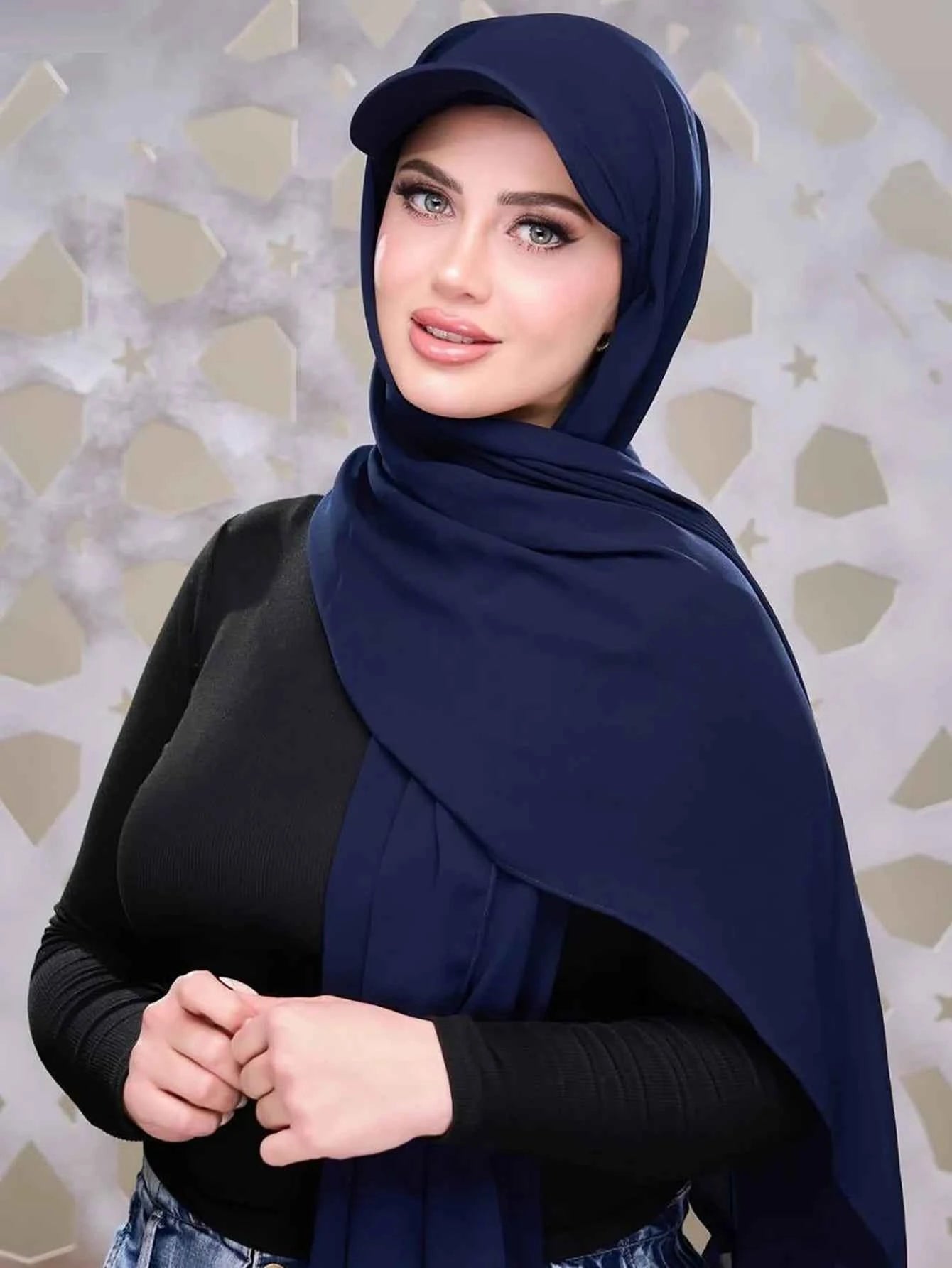 New Trendy Musilm Women Jersey Hijab with Base Ball Cap Summer Sports Cap Ready To Wear Instant Jersey Sport Hijabs