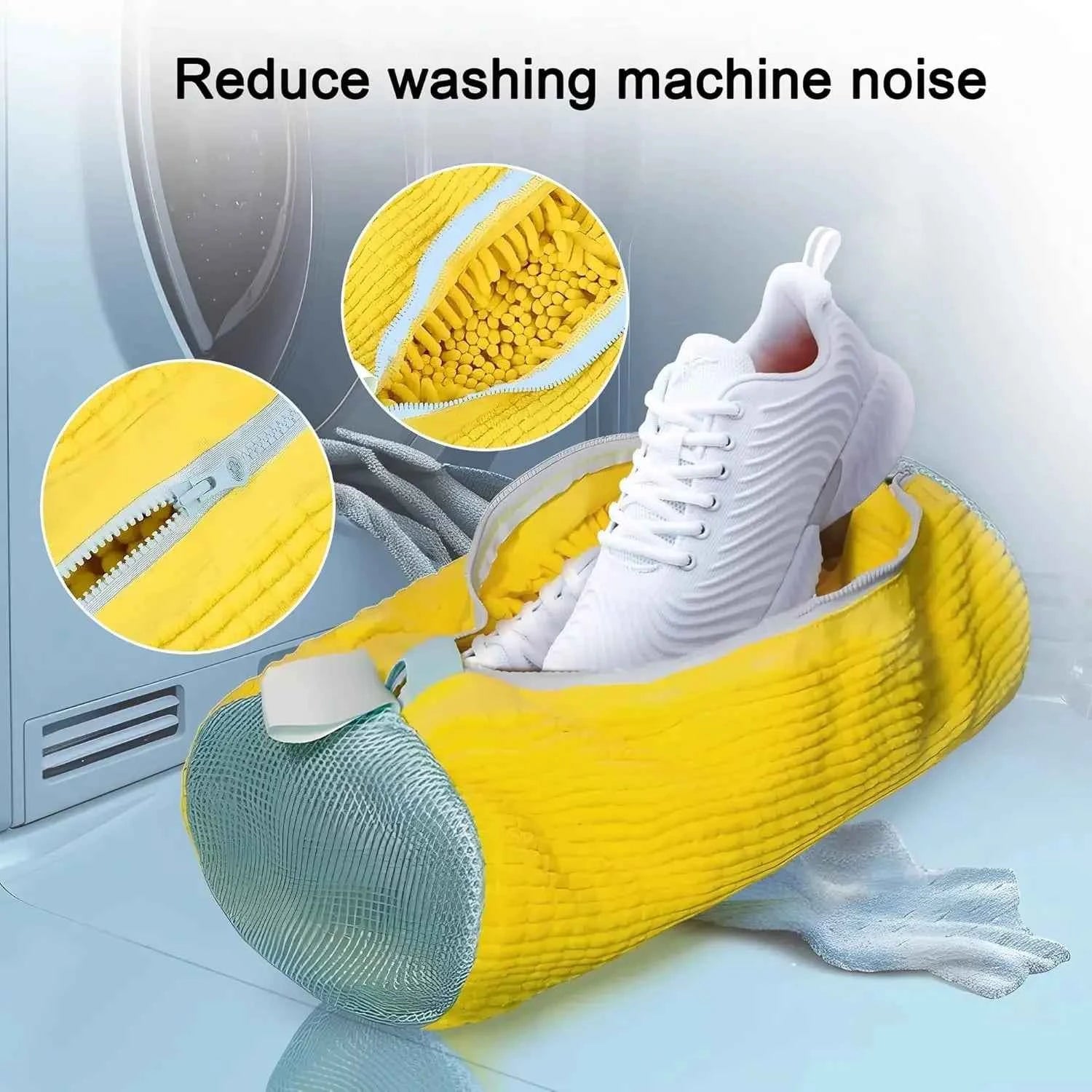 Machine Washable Shoe Washing & Drying Bag with Soft Fiber - Durable Polyester Laundry Protector for Shoes Adjustable Strap