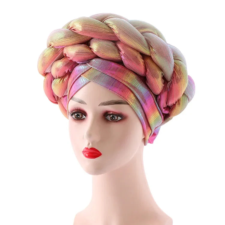 Women Braid Turbans Latest African Headtie Ladies Sequin Head Wraps African Aso Oke Winter Headtie Negerian Wedding Gele Caps