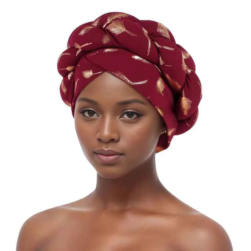 Bronzing African Headtie Braid Turban Caps for Women Nigeria Wedding Geles Party Headgear Headpiece Auto Gele Female Head Wraps