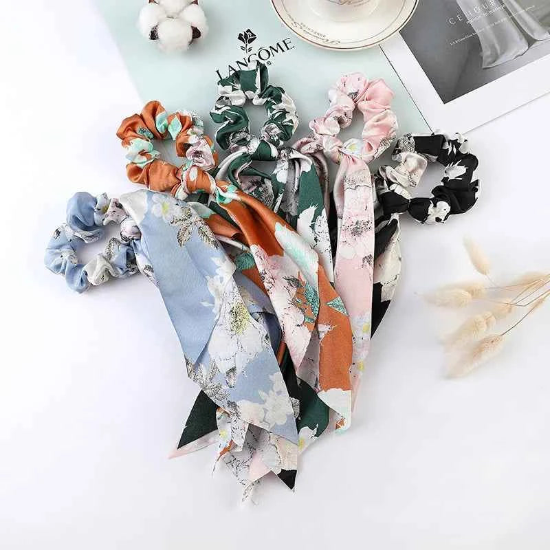 Fashion Dots Scrunchies Long Hair Rope Korean Hair Ties for Women Ponytail Scarf Sweet Elastic Hair Band Hair Accessories