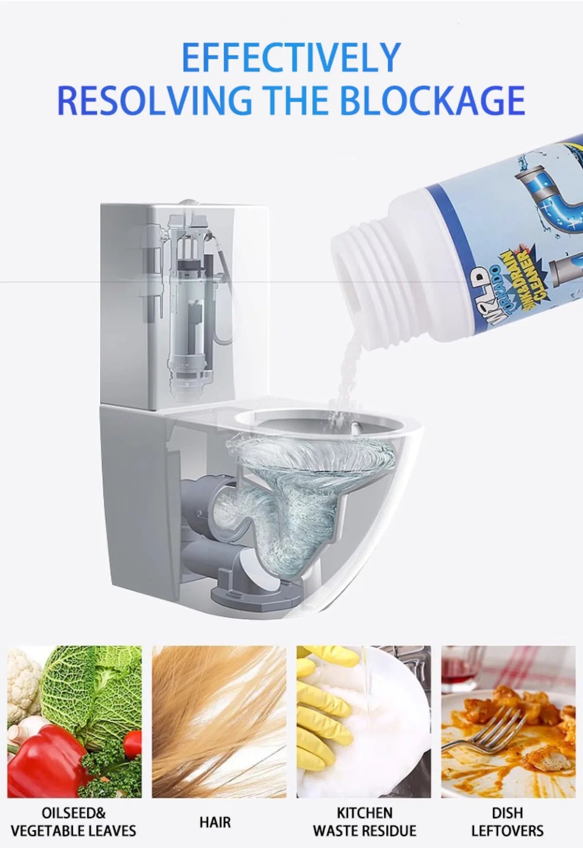 100g Powerful Sink Drain Cleaner High Efficiency  Clog Remover Kitchen Sewer Power Pipe Channel Powder Cleaning Tools