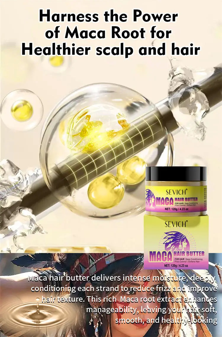 Maca Hair Growth Oil Set For Peru Maca Powder Hair Growth Butter Maca Root Hair Oil Castor Oil Anti-Hair Loss Sevich Hair Care