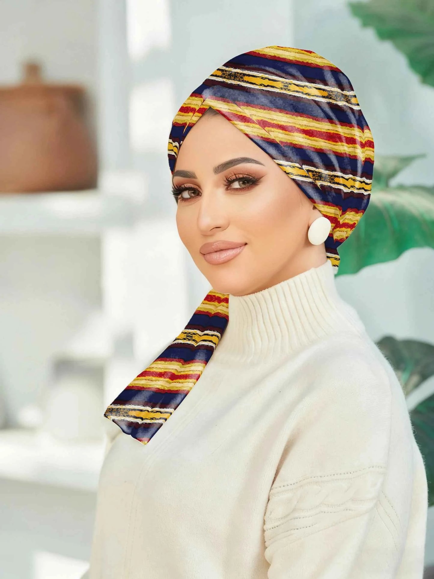 2PCS diamond Shaped Geometric Pattern Headscarf is Versatile Fashionable For Autumn And Winter It Is A Comfortable And Stylish