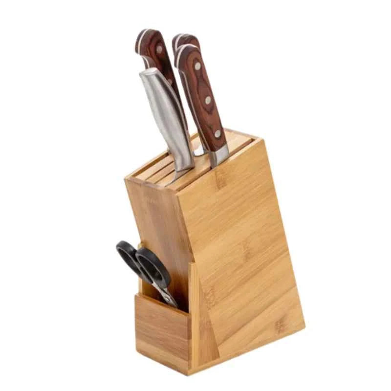 Bamboo Knife Storage Block without Knives, 7 Slots Universal Knife Holder Countertop Butcher Block Knife Stand for Easy Kitchen
