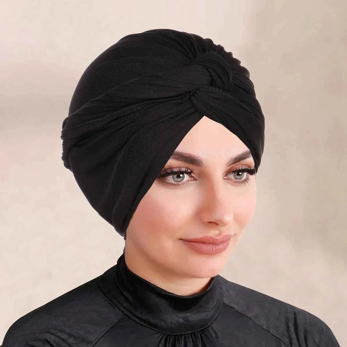 Ramadan Instant Turban Inner Hijabs Caps Hat Muslim Fashion Women's Headscarf Solid Color Women Hijab Bonnet Chemo Cap