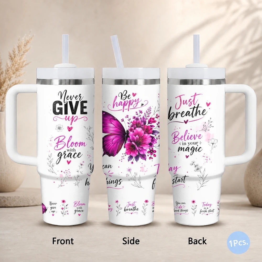 40oz Empowered Woman Tumbler – Inspirational Stainless Steel Travel Mug