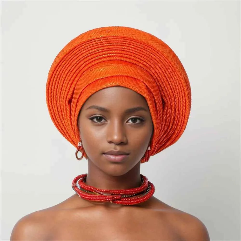 Nigeria Head Ties Wedding Party Headgear Elegant African Headtie Turban Already Made Women's Auto Gele Female Head Wraps