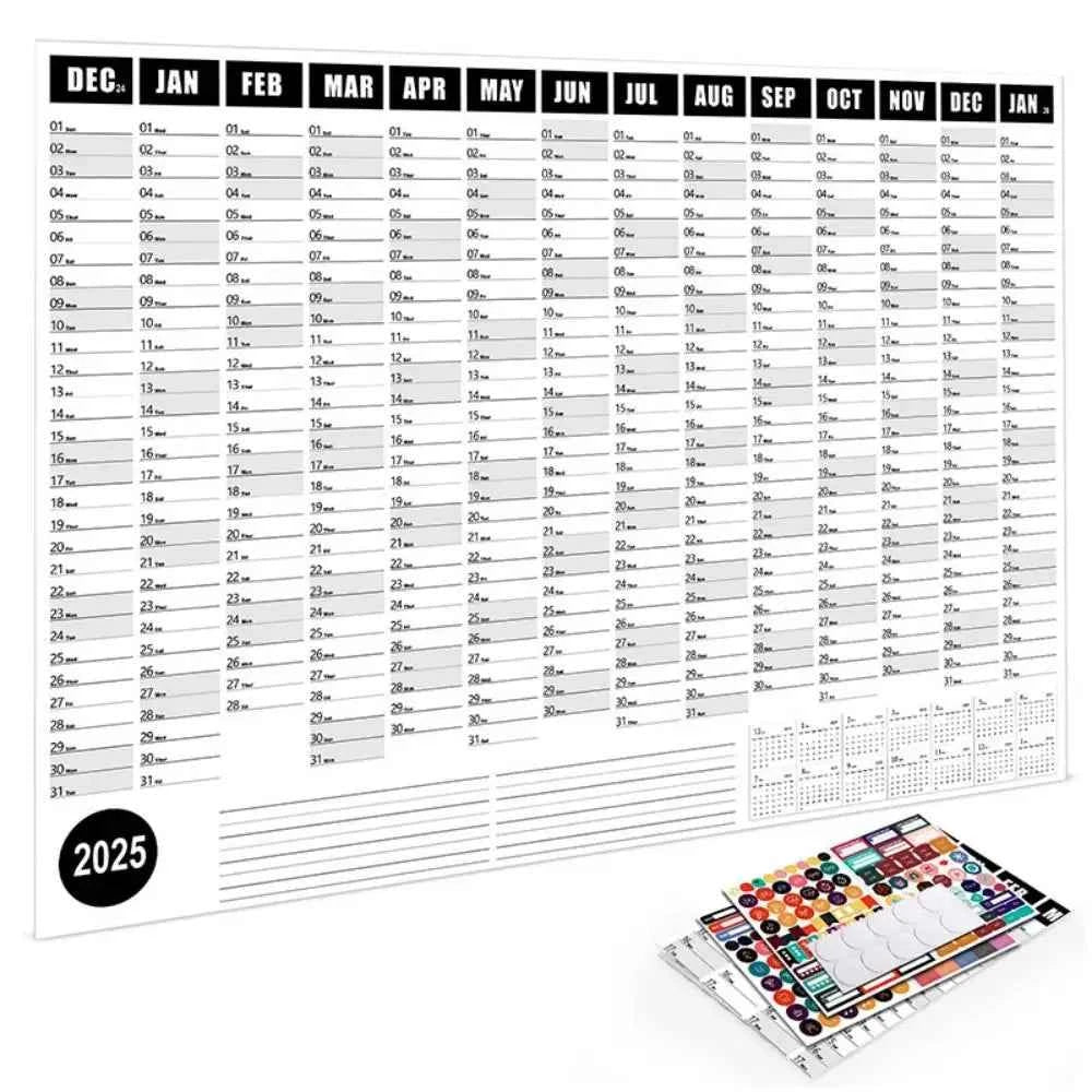 Large 2025 Schedules Calendar Planner Monthly Paper Weekly Planning Notepad Notebook Agenda Wall Calendar 365 Day Plan Hanging