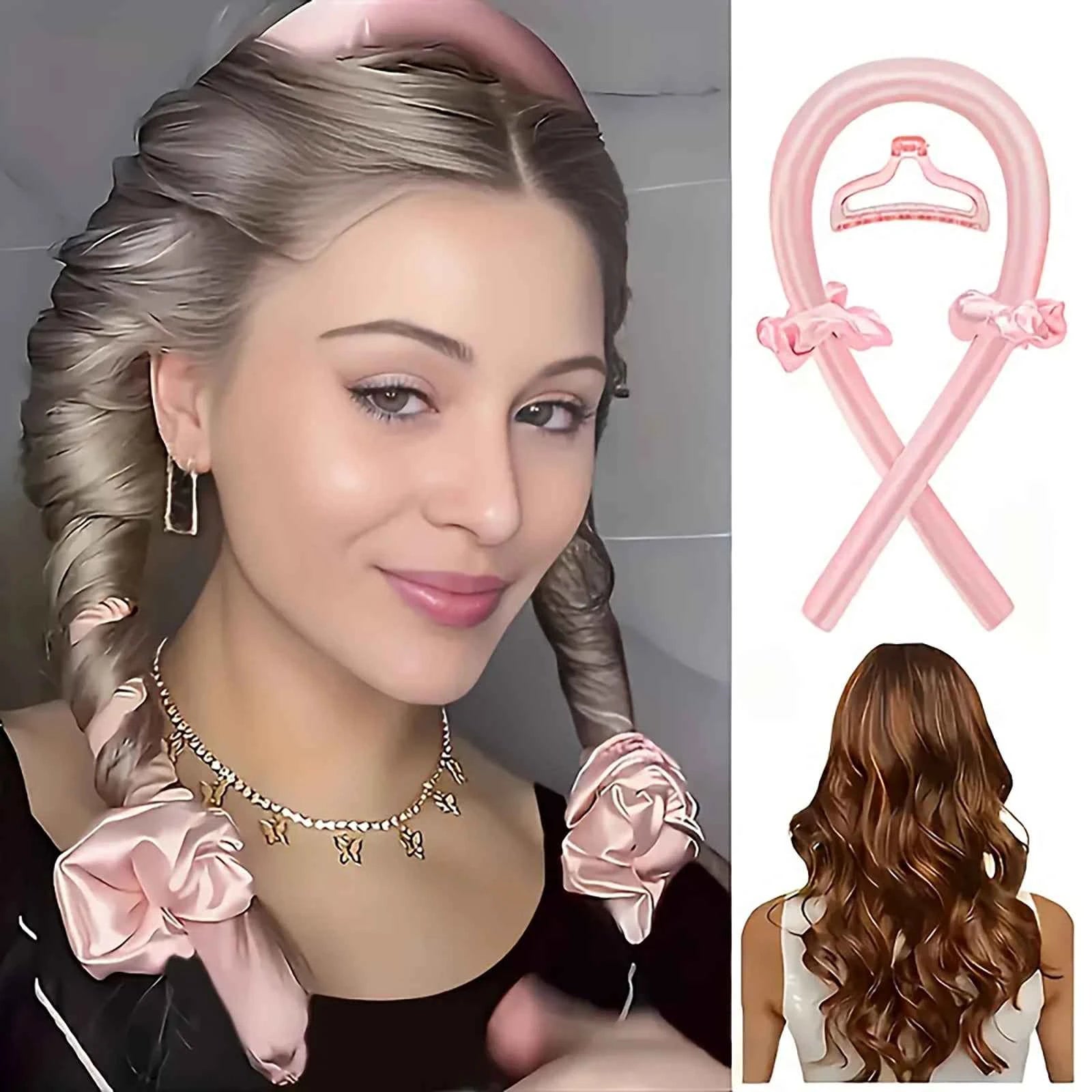 13PCS New Arrival Silk Sleep Hat And Eye Mask Set For Women No Heat Curling Iron Home Use Lazy Simulation Silk Hair Curler Kit