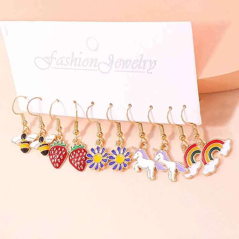 Aihua 10pcs Cute Cartoon Ice Cream Cookie Donut Chocolate Earring Set Acrylic Food Earrings for Women Kids Trendy Jewelry Gifts