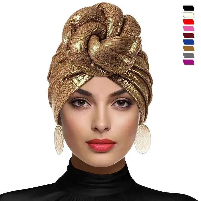 Bonnet For Women Turban Hat Hot Ice Silk Quick-Drying Breathable Laser Personality Trend Ethnic Flower-wrap Knotted Cap female