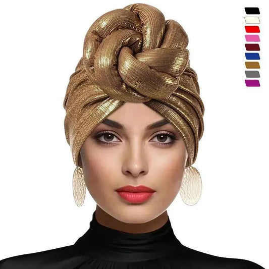 Bonnet For Women Turban Hat Hot Ice Silk Quick-Drying Breathable Laser Personality Trend Ethnic Flower-wrap Knotted Cap female