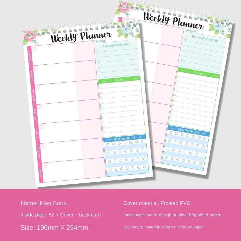 Wide To Do Planner Weekly Planning Notepad Schedules Stationery Weekly Meal Planner Pad Undated A5 Notebook Planner